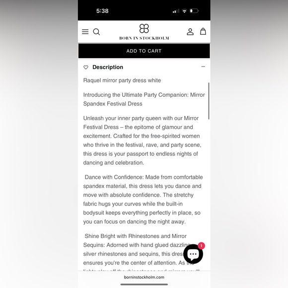 Born in Stockholm Raquel Mirror Dress White (NWT) Perfect for BURNING MAN! - Picture 6 of 8